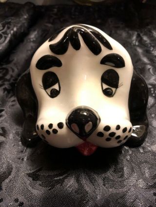 Vintage Ceramic Dog Puppy Eyeglass Sunglass Holder Stand Painted Black White