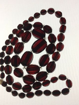 Vintage Estate Cherry Amber Bakelite Faceted Red Bead Necklace 32” 60 Grams 2