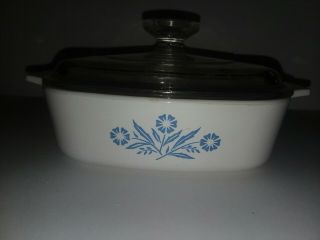 Vintage Corning Ware Cornflower Blue 1 Qt Casserole Dish P - 1 - B & Pyrex A - 7 - C Lid