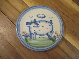 Vintage M.  A.  Hadley 6 " Bread Butter Pottery Plate Pig Country Scene