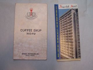 Vintage Imperial Hotel Hong Kong Menu And Brochure