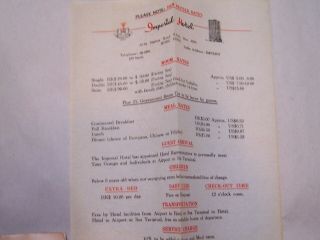 Vintage Imperial Hotel Hong Kong menu and brochure 3