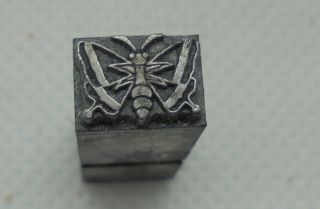 Vintage Printing Letterpress Printers Block Tiny Butterfly Dingbat