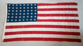 Vintage Ww2 Era 48 Star Linen American Us Flag 3 