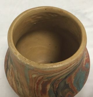 Vintage Stamped Nemadji Pottery Vase 124 Swirl Art Pottery Vase 4 7/8” Tall 5