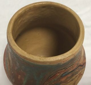 Vintage Stamped Nemadji Pottery Vase 124 Swirl Art Pottery Vase 4 7/8” Tall 6