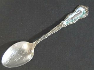 Vintage De Funiak Fl Sterling Silver Enamel Alligator Souvenir Spoon