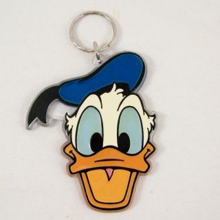 Vtg Donald Duck Keychain Ring Acrylic Plastic Double Sided Walt Disney Co 3.  5 "
