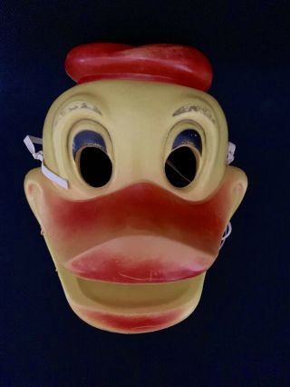 Vintage Halloween Plastic Blow Mold Duck Mask W/ Movable Jaw Rare