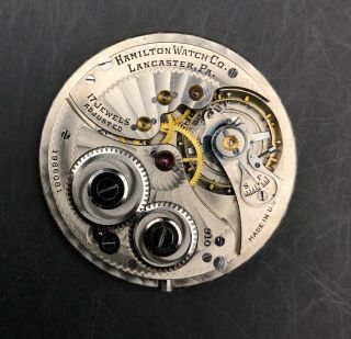 1923 Hamilton 12s 17j Antique Pocket Watch Movement 910/1 1986081 Running Of