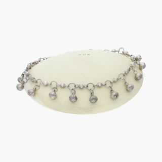 Goodbyebabylon / Sterling Silver Vintage Jingle Bell Anklet Bracelet 10“ (12.  6g)