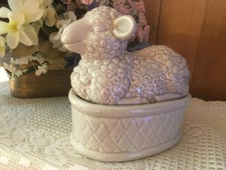 Adorable Rare Vintage Lamb Butter Dish with Lid 5