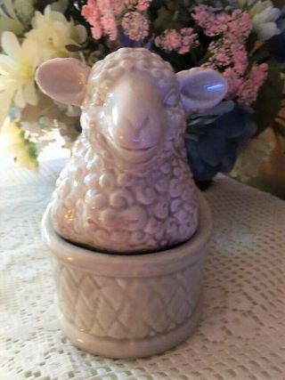 Adorable Rare Vintage Lamb Butter Dish with Lid 6