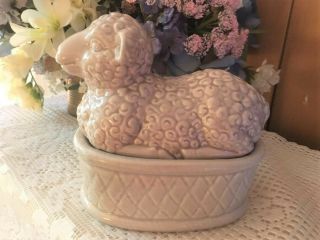 Adorable Rare Vintage Lamb Butter Dish with Lid 7
