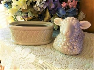 Adorable Rare Vintage Lamb Butter Dish with Lid 8