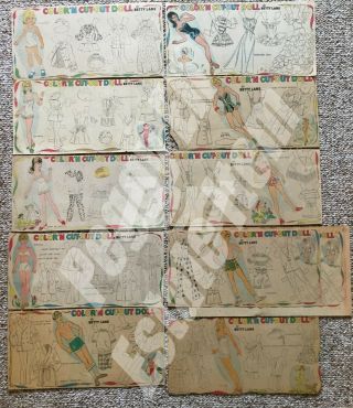 125 UNCUT NEWSPAPER PAPER DOLLS ' COLOR ' N CUT - OUT DOLL BY BETTY LANE ' 1969 - 72, 2