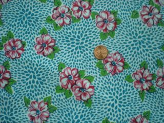 Floral Full Vtg Feedsack Quilt Sewing Doll Clohtes Craft Fabric Blue Pink Green