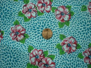 FLORAL Full Vtg FEEDSACK Quilt Sewing Doll Clohtes Craft Fabric Blue Pink Green 3