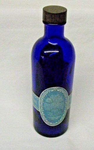 Vintage Cobalt Blue Rose Water Bottle with Label Caswell Massey 2