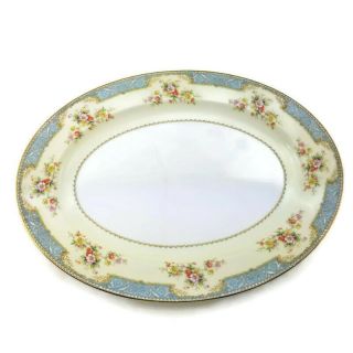 Large 16 1/4 " Oval Serving Platter Meat Plate Vtg Noritake China Blue Dawn 622