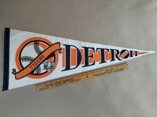 Large Vintage Felt Mlb Baseball Pennant Michigan Detroit Tigers 29 1/2 " X 12 "