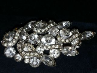 Vintage Signed Hobe Cluster Brooch/pin - Clear Rhinestones - Sparkling Beauty