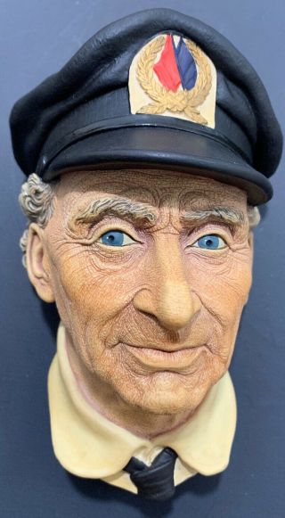 Vintage 1972 Bosson Head Sea Captain Retired Chalkware Wall Hanging Figure Rare