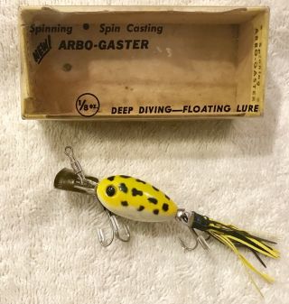 Fishing Lure Fred Arbogast 1/8oz Arbo Gaster Yellow Frog Tackle Box Crank Bait