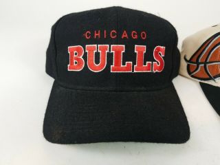 Vintage 1996 Chicago Bulls NBA Champions Hat Snap Back Adjustable Set of 2 Caps 3