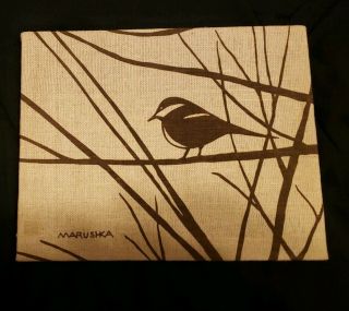 Vintage 1980 Marushka Textile Art Screen Print Stretched Fabric Wall Art Bird