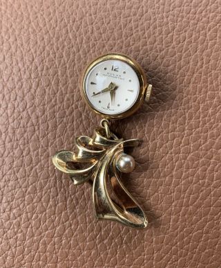 VTG 1940s DULUX Watch/pendant Gold Plaque 10 Swiss 17 Jewel Antimagnetique Runs, 4