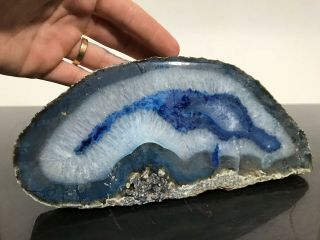 Vtg 8” Blue Geologist Mineral Crystal Energy Geode Specimen Rock Statue Slab