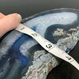 Vtg 8” Blue Geologist Mineral Crystal Energy Geode Specimen Rock Statue Slab 3