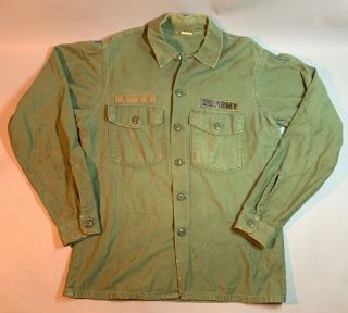 Vintage Us Vietnam Era Og107 Fatigue Shirt Cotton Sateen Us Army 1971 Distressed