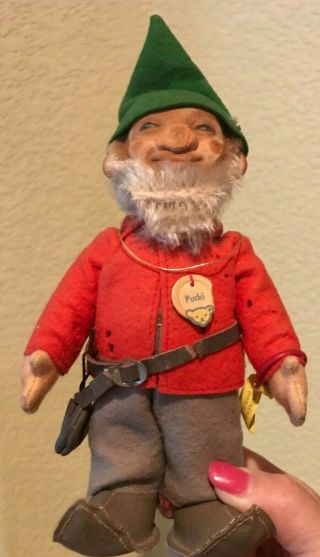 Vintage Steiff Gnome Dwarf Pucki W/original Tag Germany Toy Doll