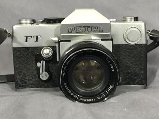 Vintage Petri Ft 35mm Slr Film Camera With A Petri 55mm F1:1.  8 Lens And Case