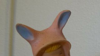 Vintage 1956 Dreamland Girl Child Pink Bunny suit Bare Butt Squeaker Toy Rubber 5