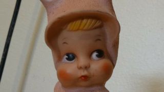 Vintage 1956 Dreamland Girl Child Pink Bunny suit Bare Butt Squeaker Toy Rubber 8