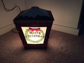 Vintage Poloron Holiday Coach Lantern Metal Christmas Light Lamp 2