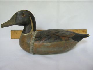 Small Vintage / Antique Hand Carved Painted Solid Wood Pintail Duck Decoy