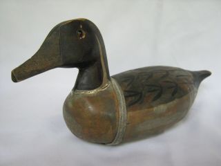 Small Vintage / Antique Hand Carved Painted Solid Wood Pintail Duck Decoy 2