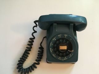 Vintage Itt Kellogg Teal Blue Rotary Dial Phone Desk Telephone