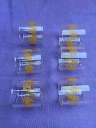 6 Pyrex Corning Ware Gold Butterfly Napkin Rings Set Glass Corelle Vintage 1970s