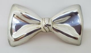 Vintage Sterling Silver Large Bow Tie Brooch Pendant 24 Grams