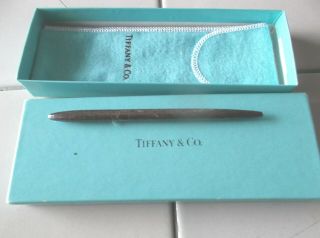 Antique Vintage Tiffany & Co Sterling Silver Diamoond Twist Ball Point Pen & Box