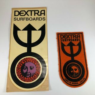 Decal Dextra Surfboards Costa Mesa Ca Label Felt Patch Vintage 9 X 3 1/2 Inches