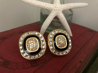 Vintage Christian Dior Rhinestone Clip Earrings