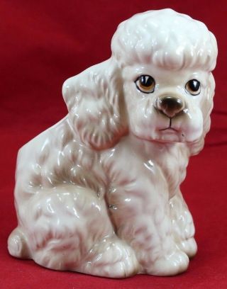 Vintage Lefton Poodle Planter Japan Porcelain Figure Bichon Frise White Doggy