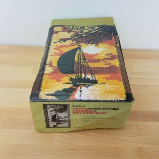 Vintage 70s Trade Winds Sailboat At Sunset Latch Hook Kit - 26 " X 40 " Retro