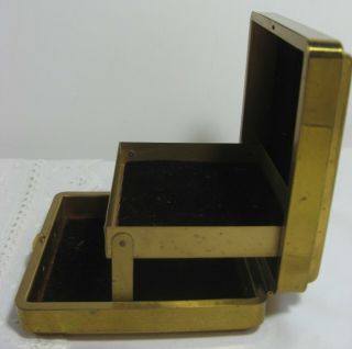Vintage GOLD JEWELRY CASE Velvet Lined BOX Tiered Storage Locks Lid METAL Ribbed 3